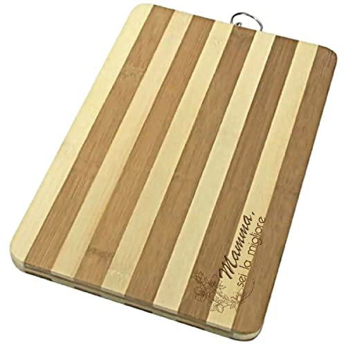 Tagliere Rettangolare in Legno Personalizzato Idea Regalo Originale Festa Della Mamma Compleanno Natale Incisione Personalizzata Accessori Cucina Multiuso 20x30x1.8 cm Mamma sei la migliore