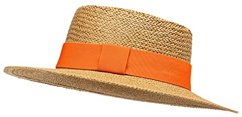 Caspar HT026 klassischer Unisex Sommerhut mit breiter Krempe und Hutband, Farbe:orange, Mode Größe:One Size
