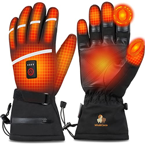 Mia&Coco Beheizbare Handschuhe für Herren Damen, 3 Stufige Beheizte Ski Handschuhe mit 7,4 V 5400 mAh Typ-C Akkus, 6 Stunden Betriebsdauer, Zum Klettern, Wandern, Radfahren, Camping