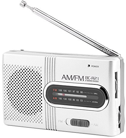 Radio Am/FM Portátil, Radio Portátil Pequeña: Altavoz Integrado, Antena Telescópica, Conector para Auriculares Estándar, Reproductor de Música, Radio Pequeña con Pilas