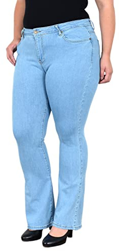 ESRA Jeans Bootcut Damen High Waist Schlaghose Flared Jeanshose Stretch Schlagjeans bis Übergröße Plussize FB1