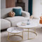 HJhomeheart Couchtisch Rund 2er Set Couchtisch Groß: 80 x 80 x 45 cm Klein: 60 x 60 x 35 cm, Tisch Gold weiß (weiß und Gold)