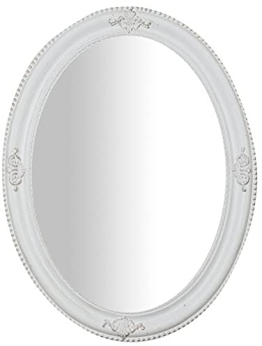 BISCOTTINI INTERNATIONAL ART TRADING Wandspiegel für Badezimmer und Schlafzimmer 66 x 86 x 4 cm | Wandspiegel mit Haken | Spiegel weiß