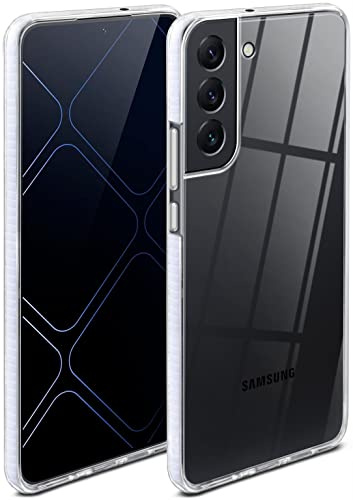 ONEFLOW für Samsung Galaxy S22 Hülle Silikon transparent, Handyhülle mit stoßfestem Bumper Backcover durchsichtig Silikonhülle kabelloses Laden Schutzhülle, Cushion Case, Weiss