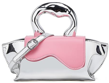 Jusavie Kleine silberne Umhängetasche Y2K Abendtaschen Handtasche für Frauen Hobo-Taschen Schultertaschen Tragetasche für Frauen 2023, Rosa, Einheitsgröße
