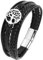 JUZICHEN Bracciale Cuoio Uomo, Bracciale Uomo Acciaio, Bracciali Nero Marrone, Braccialetto Uomos Con Serratura Magnetica (Stile B, Argento)