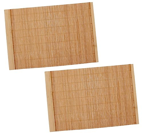 Alipis Tischset Bambus Holz 2 Stück 30x20cm Isolierunterlage rutschfest Platzdeckchen Waschbar Tischdeko für Esstisch Teezeremonie Geschirr Teller Tassen Schüsseln
