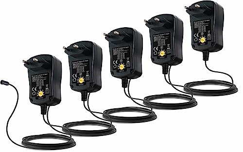 McGrey UAD-1000 Universalnetzteil 1A 5x Set - Schaltnetzteil für Elektrogeräte - Max. Stromstärke: 1000 mA - Spannung von 3V bis 12V wählbar - Wechselbare Polarität - Acht Adapterstecker & USB-Adapter