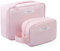 FIVAVA 2 Stück Kosmetiktasche Große Klein, Kosmetiktasche Damen Mädchen Reise Schminktasche wasserdichte, Reise Kosmetiktasche PU-Futter Kosmetik Tasche, Make up Tasche Tragbare Rosa