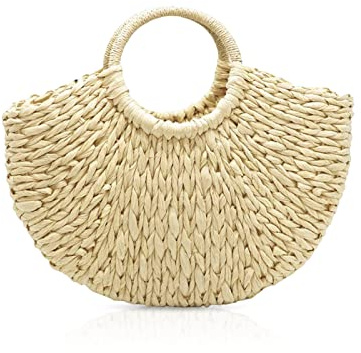 NICOLE & DORIS Straw Bags for Women Large Straw Handbags Summer Beach Bag Multicolour Beach Bag Top Handle Bag Rattan Straw Bag Ladies Woven Bag