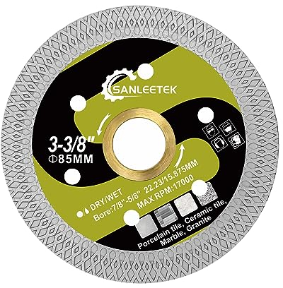 Diamant Trennscheibe für Fliesen 85mm - X Masche Diamantscheibe für Keramische Fliesen Porzellan Marmor Kunststein für Kreissäge SANLEETEK