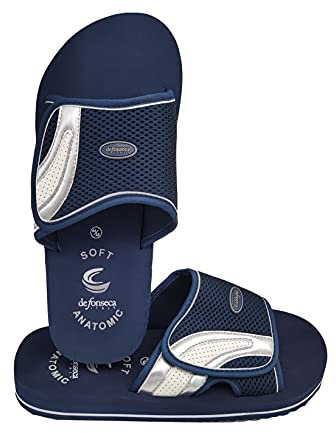 DeFonseca Originale Modello Amalfi Ciabatte Pantofole Uomo Strappo Suola Anatomica Fondo AntiGraffio per Casa Giardino Spiaggia Doccia qualità Italiana (Blu, 42)