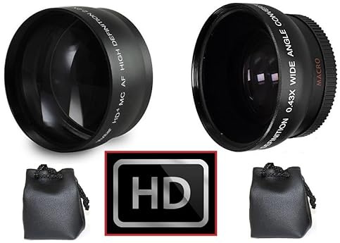Hi-Def Telephoto & Wide Angle Lens Set for Panasonic Lumix DMC-G7 DMC-G7K (46mm Compatible)