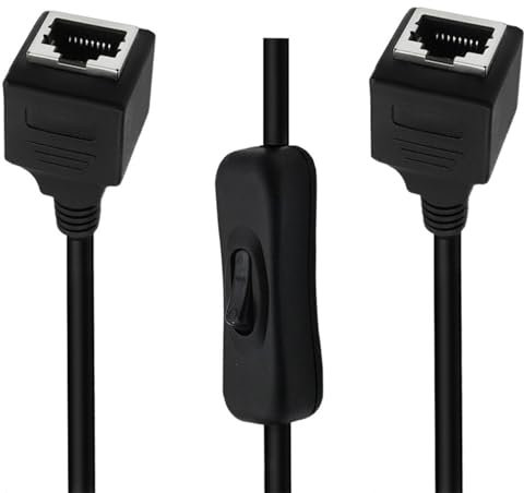 Puco Ethernets Extension Cord CAT6e RJ45 Extension Cord With On Off Switchs Male To Female/90Degree Angle RJ45 Networks Cable Cable Extension