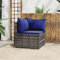 BAZZI Garten Ecksofa L Form Rattan Lounge Möbel Balkon Klein mit Kissen Grau und Blau Outdoor Sofa Lounge L Form
