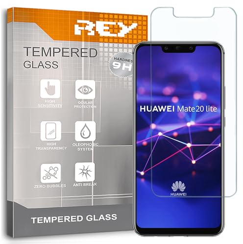 REY 2X Protector de Pantalla para Huawei Mate 20 Lite, Cristal Vidrio Templado Premium