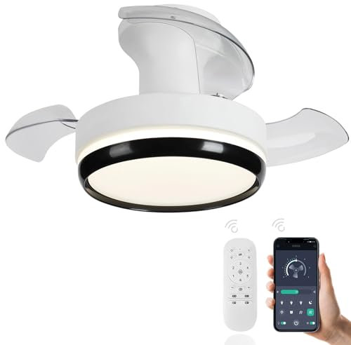 Ventilatore Da Soffitto Design, Pale Da Soffitto Con Luce E Telecomando Vortice Dimmerabile Estate Inverno Reversibile Motore Dc Silenzioso Lampadario Con Pale Nascoste Per Camera Da Letto Soggiorno