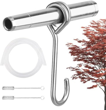 Baumhähne – Ahornsirup-Saft-Baumhahn, Edelstahl-Baumhähne | Ahornzucker-Spiles-Haken, Birkensirup-Sammelzubehör, Ahornsirup-Baum-Gewindeschneid-Set für Bauernhof, Garten, Saft-Ernte
