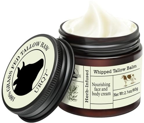 Beef Tallow Cream - Organic Grass Fed Tallow Balm with Honey, Deeply Nourishing for Face & Body Dry Skin Care Tallow Cream