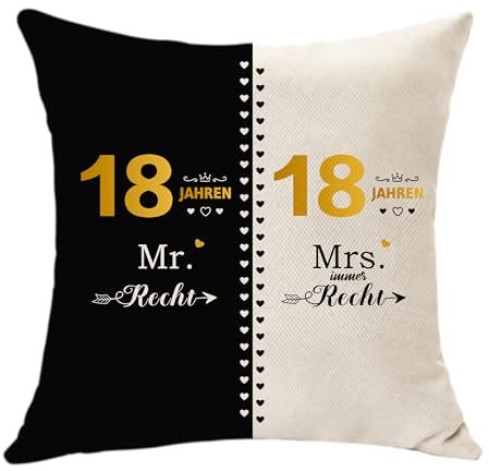 Hasodeo 18. Hochzeitstag Jahrestag Geschenk Kissenbezug 45x45, 18 Jahre Jubiläum Deko, Geschenke zum 18. Hochzeitstag, 18. Jahrestag Geschenke für Frau Frauen Männer Paare Ehemann (18)