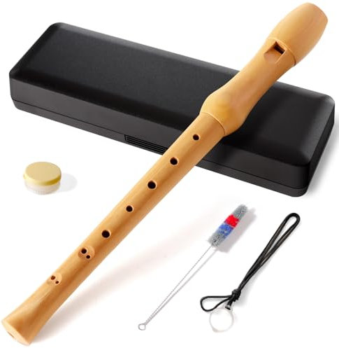 Fansjoy Flûte à Bec Soprano en Bois, 8 Trous Flûte à Bec Soprano pour Enfants Débutants, Instrument de Musique avec Kit de Nettoyage, Doigté Baroque
