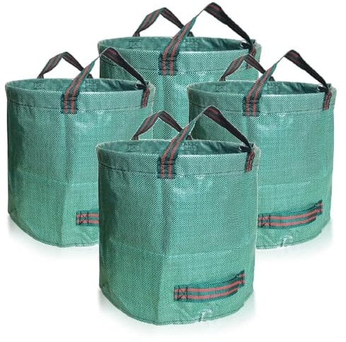 4er Set Gartensack -500L Gartenabfallsack mit extra verstärktem Boden -Heavy Duty Gartenarbeit Säcke, wiederverwendbare Mülleimer, für Gras Laub Gartenabfall Grünschnitt (500 l (4er Pack),Grün)