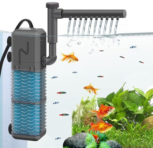Filtre pour Aquarium,Pompe Réglable Aquarium 800L/H,Filtre Interne Silencieux Aquarium 9W,Filtre Aquarium avec Barre de Pulvérisation,Peut être Utilisé pour les Petits Aquarium de Moins de 250L