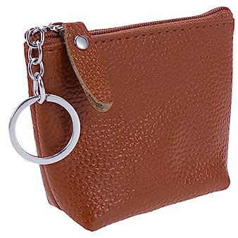 BESTYASH Portefeuille Femme Cuir Mini Véritable Cuir De Vachette avec Fermeture Éclair Sac De Rangement Compact Et Pochette De Voyage Polyvalente pour Clés Et Maquillage Marron