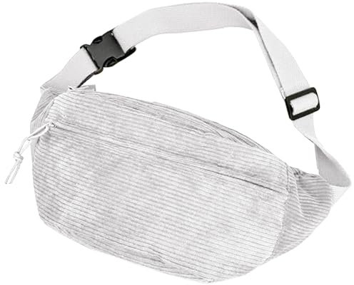 Cord Bauchtasche für Damen und Herren Gürteltasche Damen Verstellbarer Gurt Hüfttasche Stylisch Hüfttasche Klein Brusttasche Bum Bags Bauchtasche aus Cord für Outdoor Sport Reise (Weiß)
