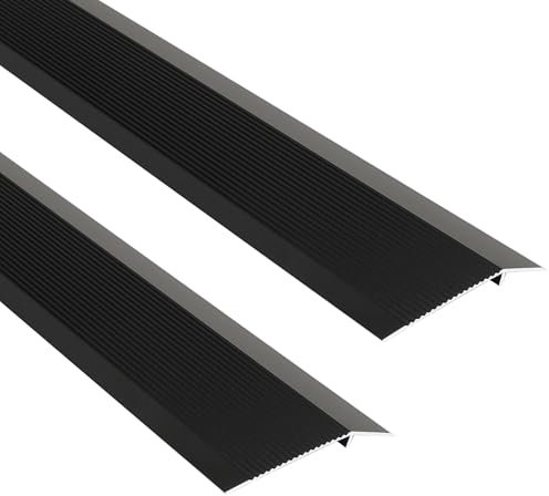 EXLECO 2Pcs 0.9m*10cm Alu Böden Übergangsprofil Höhenausgleich Überbrücken von 8-40mm Übergangsleiste Türleiste Boden Abschluss Anpassungsprofil Übergangsschiene für Schwellen Saugroboter, Schwarz