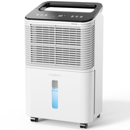 CONOPU Luftentfeuchter 16L/Tag, Ultra-leiser Luftentfeuchter Elektrisch, Intelligentes Zentralsteuerungs, AUTO Modus, Feuchtigkeitsanzeige Licht, 24H Timer, Raumentfeuchter für Keller, Mehr Effizient