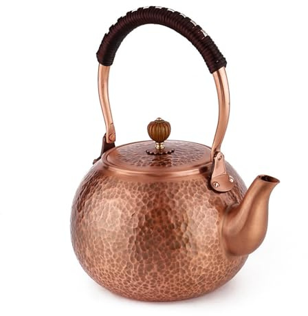 Kupfer-Teekessel, Vintage-Teekanne aus gehämmertem Kupfer mit Filterlöchern | Handgefertigte Teekanne aus massivem Kupfer, Teekessel for Herdplatte for Heim-Restaurant-Küchenbedarf