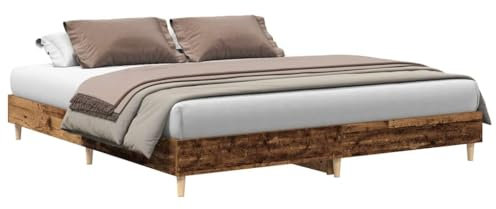 vidaXL Bettgestell ohne Matratze Altholz-Optik 200x200cm Holzwerkstoff, Bettrahmen, Bett, Palettenbett, Schlafzimmermöbel, Doppelbett, Plattenbett