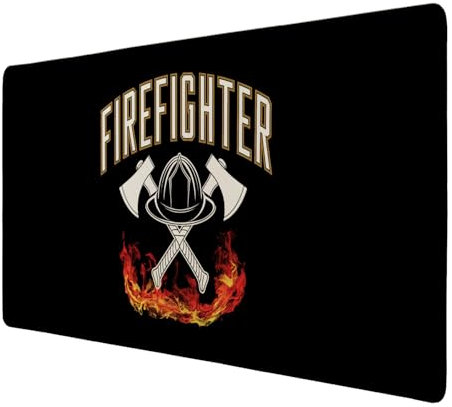 Feuerwehrhelm FIREFIGHTER Schreibtischunterlage 89x40cm XXL Mauspad für Feuerwehrleute Perfekte Tischunterlage mit lustigem Spruch für Feuerwehr-Fans