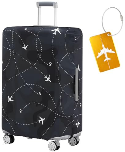 Anseom 18-32 Zoll Koffer-Abdeckungen mit Gepäckanhänger, Elastisch Reise Kofferhülle, Wasserdicht Kofferschutzhülle mit Reißverschluss, Waschbar Gepäckabdeckung (M, 22-25 Zoll)