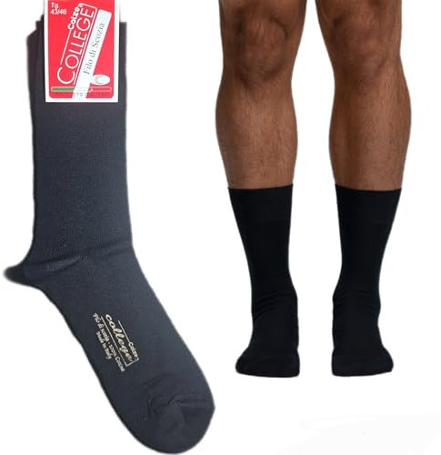 12 paia Calze Corte Uomo Cotone Filo di Scozia Elasticizzato altezza polpaccio Eleganti Calzini in Tessuto Fresco e Traspirante, Manifattura Made in Italy (12Paia Nero, 39-42)