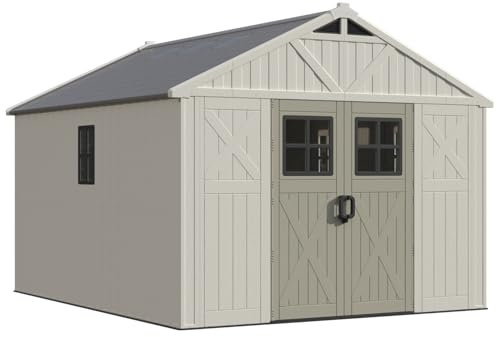 Patiowell 10x12 FT Resin Outdoor Storage Shed with Floor and Skylight,Beige