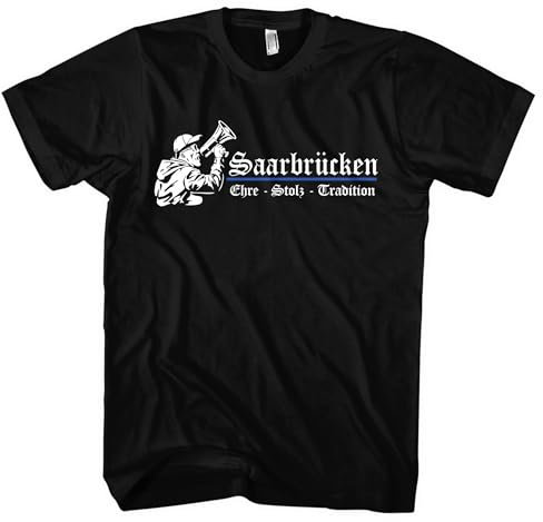 Saarbrücken Ehre und Stolz Herren T-Shirt | Fussball Ultra Skyline Trikot Fanartikel Sport Shirt | M3 Schwarz (S)