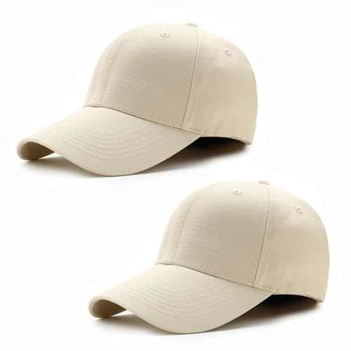 ATSNOSH 2 Stück Baseball Cap für Herren Damen, Baumwolle Baseballkappe, Sonnenmütze, Schirmmütze, Verstellbar, Sport Mütze, Basecap