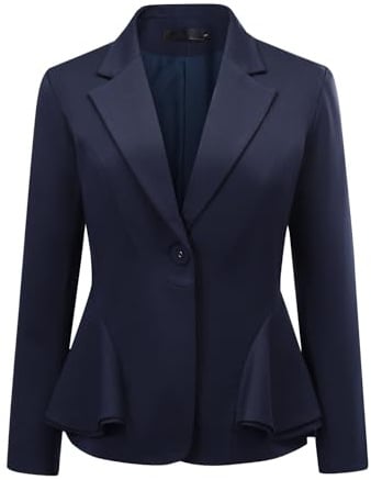 YYNUDA Blazer, giacca da donna con orlo peplum, business, casual, tinta unita, per feste, matrimoni, ufficio