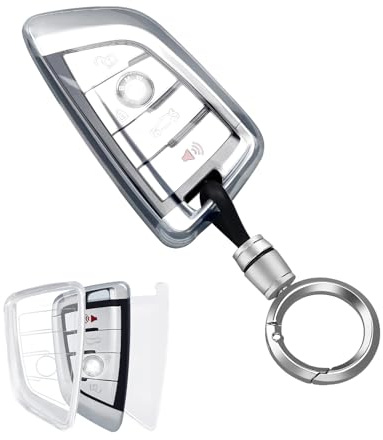 OFFCURVE Schlüsselhülle Transparent für BMW 3 Series mit Schlüsselanhänger | TPU Autoschlüssel hülle für BMW 1/2/3/4/5/6/7/8 Series X1 X2 X3 X4 X7 M3 M4 M5 G20 G21 G80 F48 F40 G01 F97 G30 G31 F90 F45