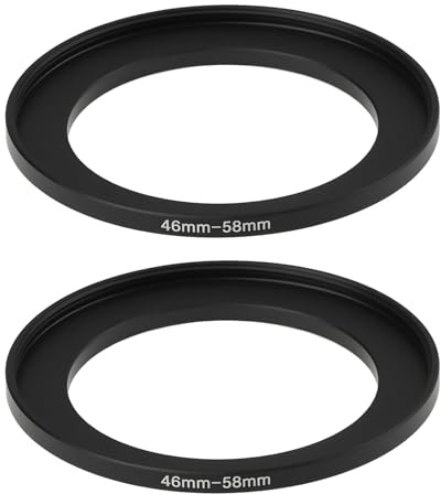 Create idea 2pcs Step Up Camera Filter Adapter Ring Aluminum Alloy 46mm to 58mm Thread 0.75mm Compatible with Filter Adapter Lens Hood Lens Cap