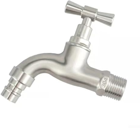 ZAMETTER Robinet mural en acier inoxydable 304 à ouverture lente pour machine à laver G1/2 Finition argentée