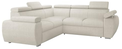 Mirjan24 Ecksofa Boston Maxi, Eckcouch mit Schlaffunktion und Bettkasten, Polsterecke mit Einstellbare Kopfstützen, Ottomane Universal, L-Sofa, Wohnlandschaft (Flow 06, 2rR2P)