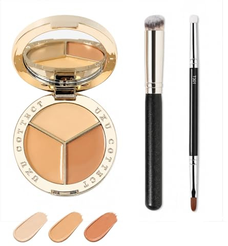 JOVYTH Correttore 3 in 1 Palette + 2 Pennelli | Copri Occhiaie, Macchie & Rossori. Kit Trattamento Viso e Contouring per una Copertura Naturale, Duratura e senza Imperfezioni 30g.