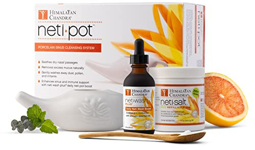 Himalayan Chandra Neti Pot Complete Sinus Cleansing System Starter Kit