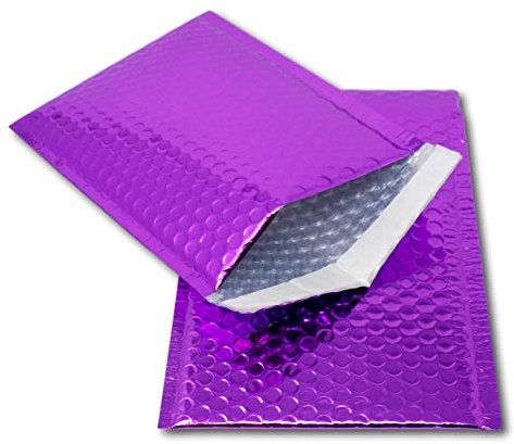 EPOSGEAR 10 Purple Shiny Metallic Foil Bubble Padded Bag Mailing Envelopes - Perfect for Marketing, Promotions or and Alternative to Gift wrap (A5 / C5 (DVD) - 250mm x 180mm)