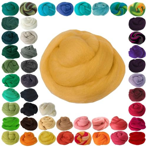 25g Filzwolle Märchenwolle Nassfilzen Trockenfilzen, unterschiedliche Farben, Farbe:gelb