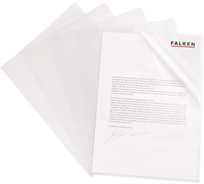 Exacompta Original Falken 100er Pack Standard PP-Kunststoff Aktenhüllen. Für DIN A4 transparent genarbt farblos oben und seitlich offen Plastikhülle Klarsichthülle für Büro und die mobile Organisation