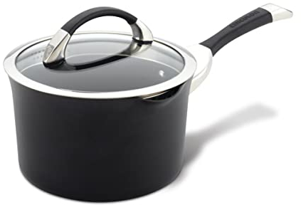 Circulon - 83483 Circulon Symmetry Hard Anodized Nonstick Sauce Pan/Saucepan with Straining and Lid, 3.5 Quart, Black